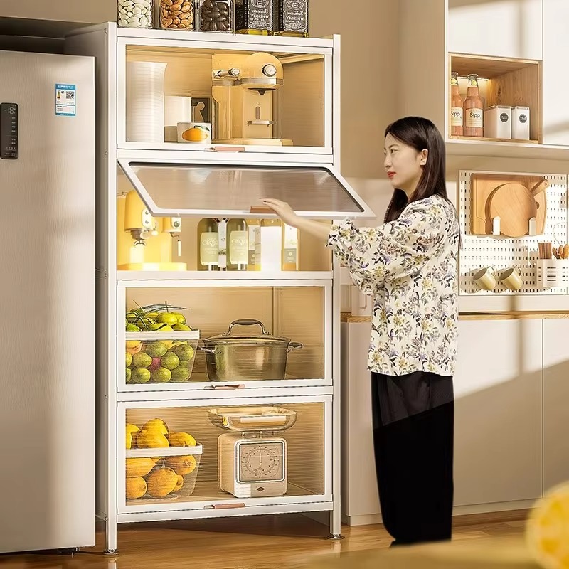 Kitchen Appliances In Store - Lebensmittelschränke mit Großer Kapazität Küchengeräte-Aufbewahrungsschrank Stahl-Acryl-Aufbewahrungsschrank