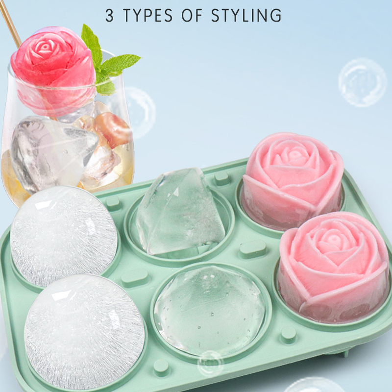 Kitchen Appliances And Utensils - 3D Rose Diamant Runde Eiswürfel Formen
