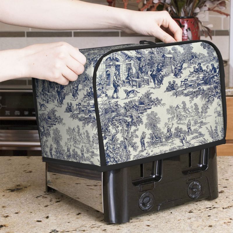 Toaster 4 Slice - Toile De Jouy Toaster-Abdeckung, Brot-Toaster-Schutz, maschinenwaschbar,