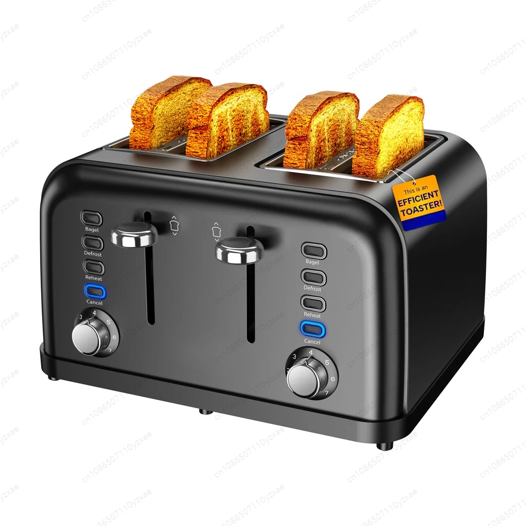 Toaster 4 Slice - 4-Scheiben-Hochleistungs-Toaster, präzise Bräunungskontrolle zum gleichmäßigen Toasten,