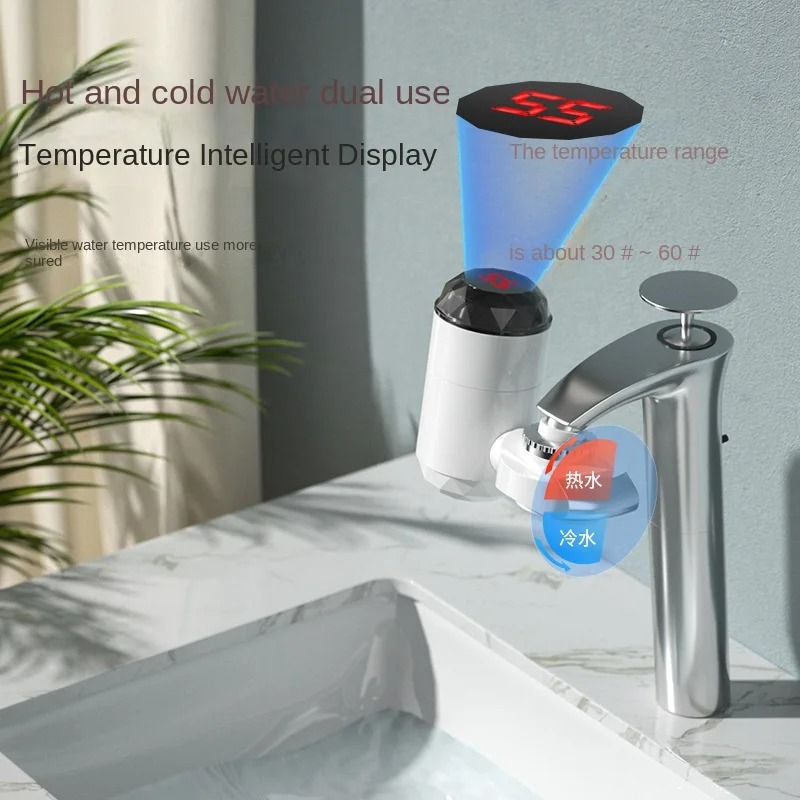 Kitchen Appliances And Utensils - 3000W Durchlauferhitzer mit Temperaturanzeige und Heiß-Kalt-Wasserhahn