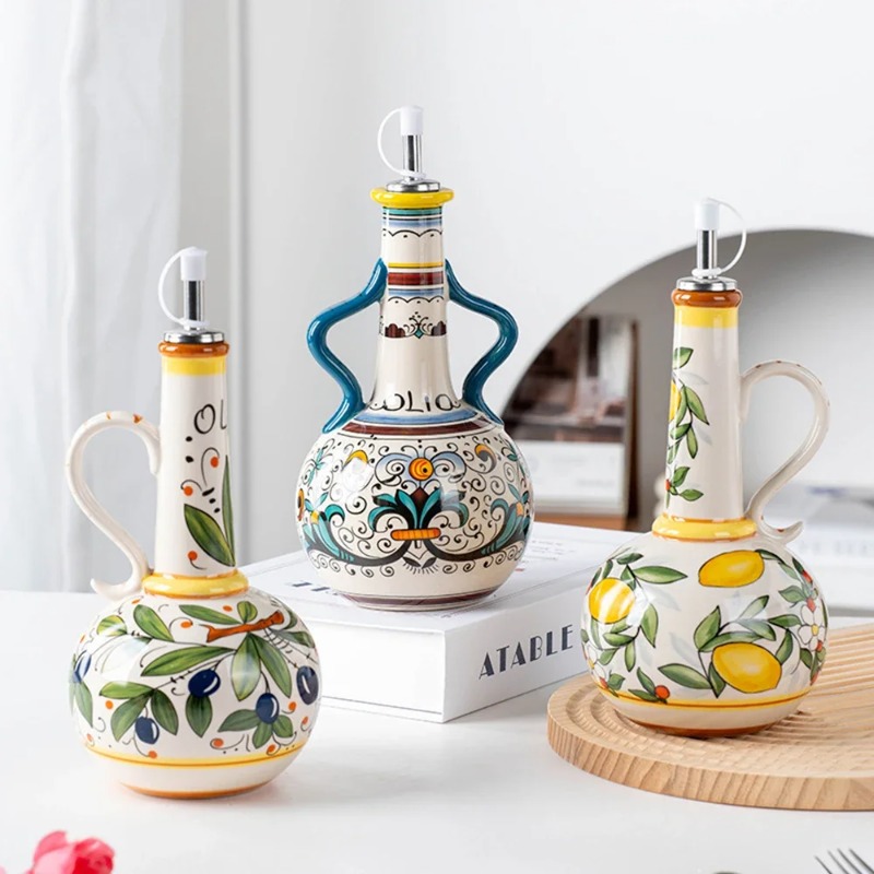 Kitchen Appliances And Utensils - Keramik-Ölflasche Sojasoßenflasche Gewürzbehälter Küchenzubehör Nordischer Essig-